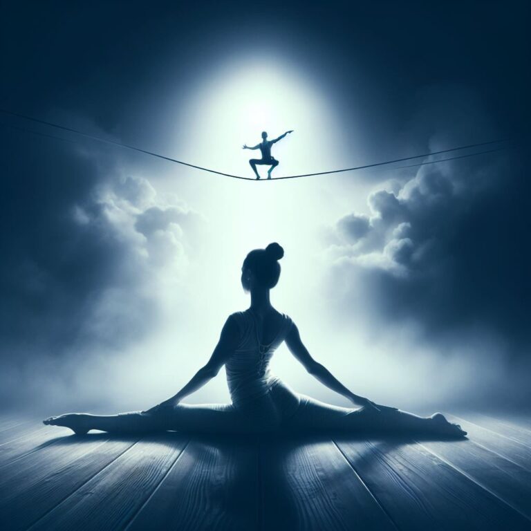 Yoga pose split with tightrope walker